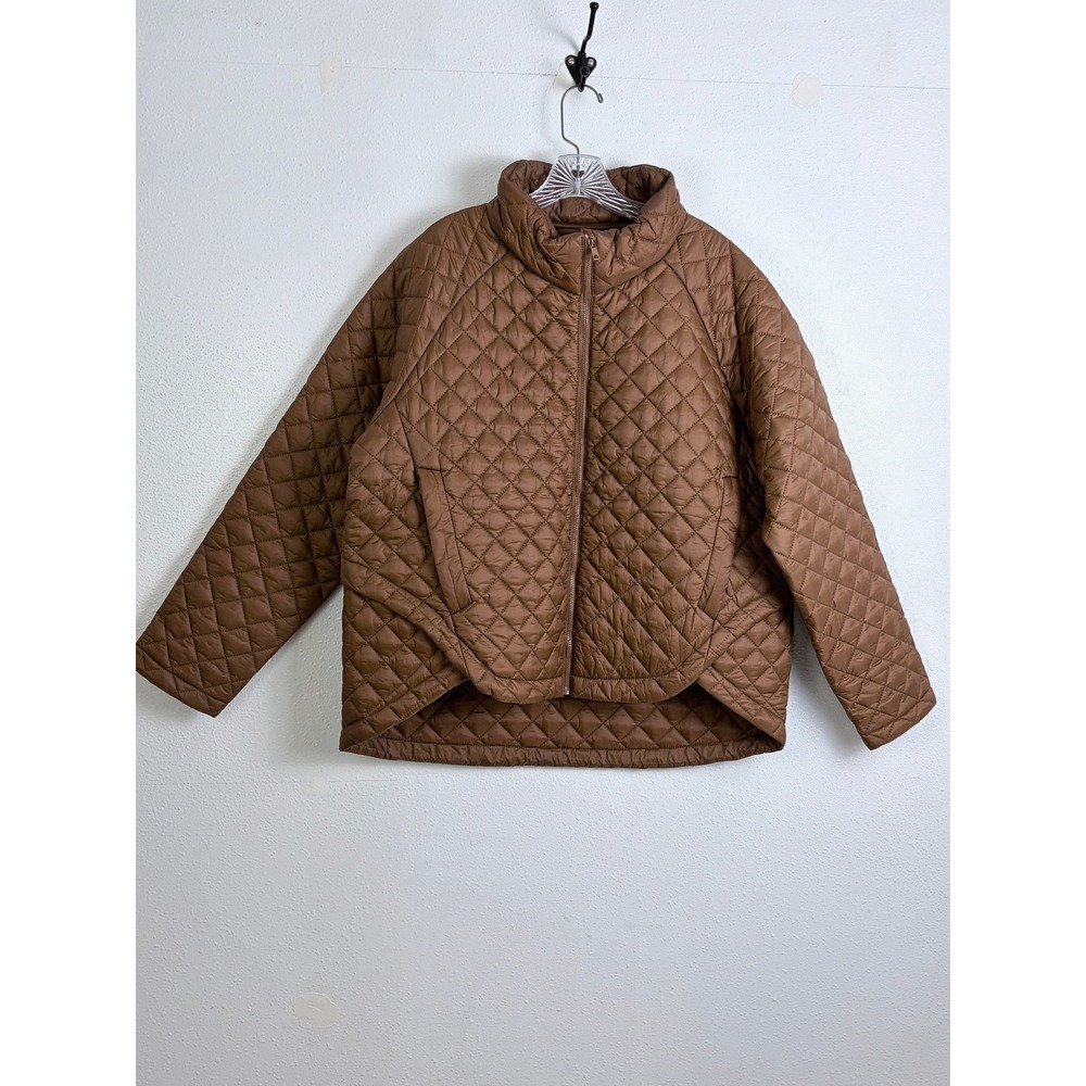 Quince Brown Diamond Quilted Recycled Nylon Puffer Womens Jacket XL